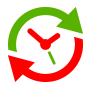 Icon einer Uhr mit einem grnen und roten umlaufenden Pfeil